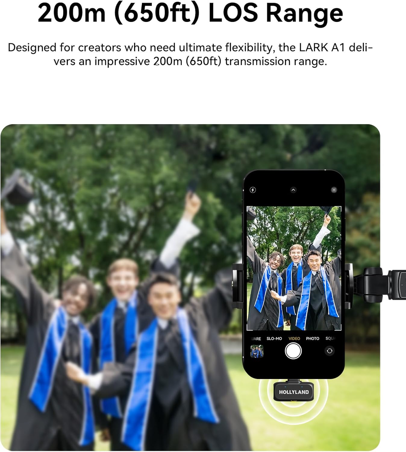 HOLLYLAND LARK A1 - Wireless Microphone for iPhone 17/16/15 & Android, 48kHz/24-bit, 3-Level Intelligent Noise Cancel, Magnetic Mini Mic for YouTube, Podcast, Vlogging - Image 6