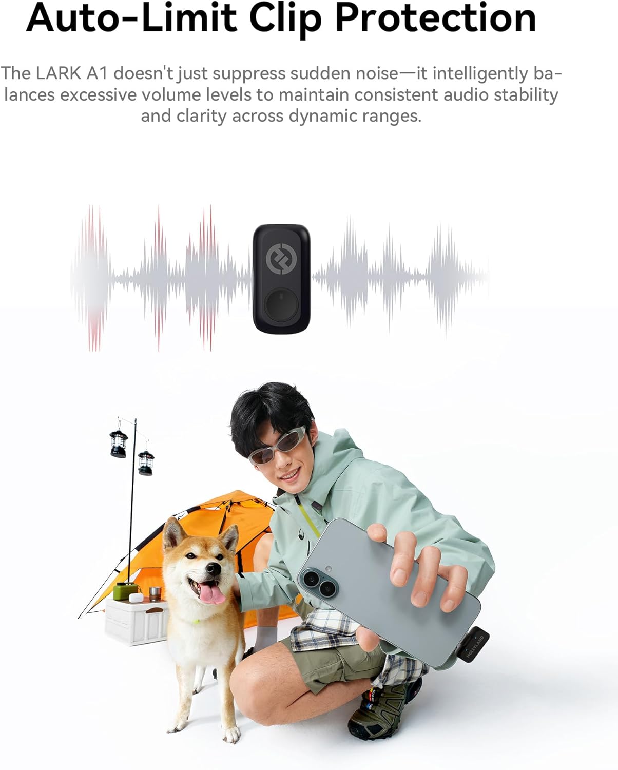 HOLLYLAND LARK A1 - Wireless Microphone for iPhone 17/16/15 & Android, 48kHz/24-bit, 3-Level Intelligent Noise Cancel, Magnetic Mini Mic for YouTube, Podcast, Vlogging - Image 7